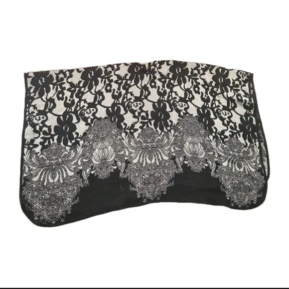 Marc New York Andrew Marc Black Gray Floral Knit Poncho Cape Wrap One Size - Picture 5 of 9